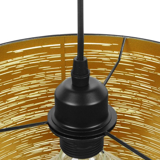 GloboStar® ACCADEMIA 01584 Μοντέρνο Κρεμαστό Φωτιστικό Καπέλο Μονόφωτο 1 x E27 IP20 Μαύρο & Χρυσό Μέταλλο - Μ35 x Π35 x Y25cm GloboStar® ACCADEMIA 01584 Μοντέρνο Κρεμαστό Φωτιστικό Καπέλο Μονόφωτο 1 x E27 IP20 Μαύρο & Χρυσό Μέταλλο - Μ35 x Π35 x Y25cm