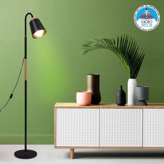 GLOBOSTAR® RIBBON 01585 Μοντέρνο Επιδαπέδιο Φωτιστικό με Ντουί 1 x E27 AC 220-240V IP20 - Μαύρο & Μπεζ - Μ13 x Π13 x Υ164cm