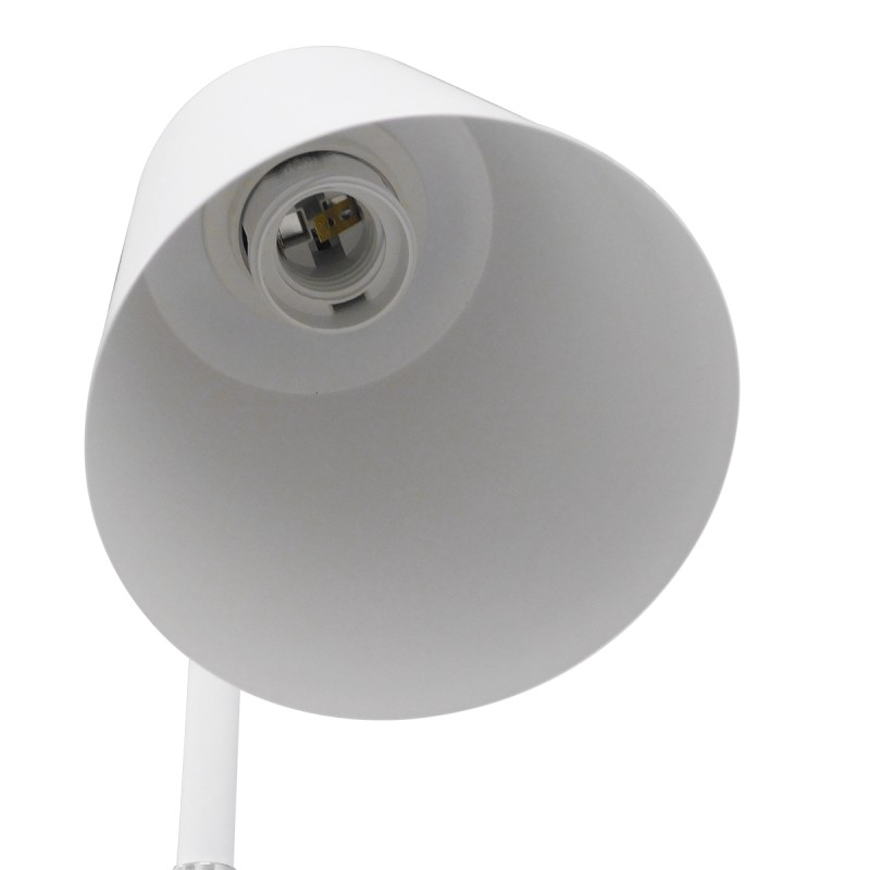 GloboStar® RIBBON 01586 Μοντέρνο Επιδαπέδιο Φωτιστικό Μονόφωτο 1 x E27 IP20 Λευκό Μέταλλο με Μπεζ Ξύλο - Μ13 x Π13 x Υ164cm