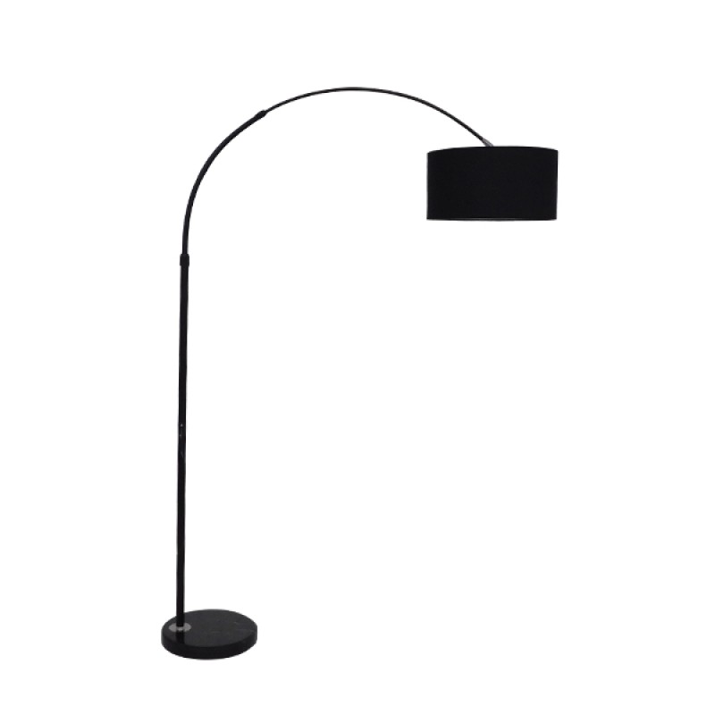 GloboStar® IMPERIAL 01587 Μοντέρνο Επιδαπέδιο Φωτιστικό Μονόφωτο 1 x E27 IP20 Μαύρο Μέταλλο, Μαύρο Ύφασμα με Μαύρο Μάρμαρο - Μ38 x Π38 x Υ172cm