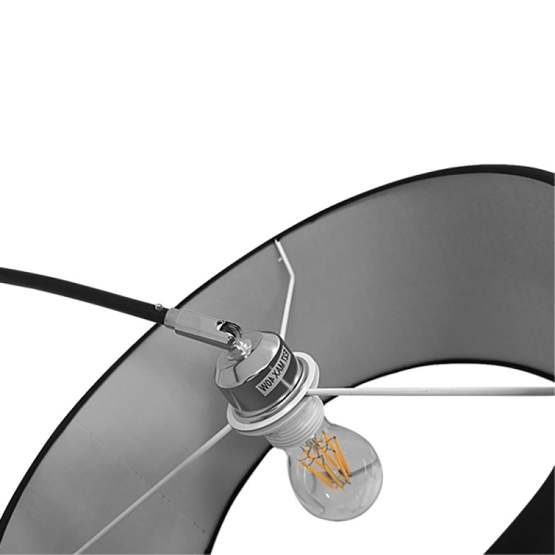 GloboStar® IMPERIAL 01587 Μοντέρνο Επιδαπέδιο Φωτιστικό Μονόφωτο 1 x E27 IP20 Μαύρο Μέταλλο, Μαύρο Ύφασμα με Μαύρο Μάρμαρο - Μ38 x Π38 x Υ172cm