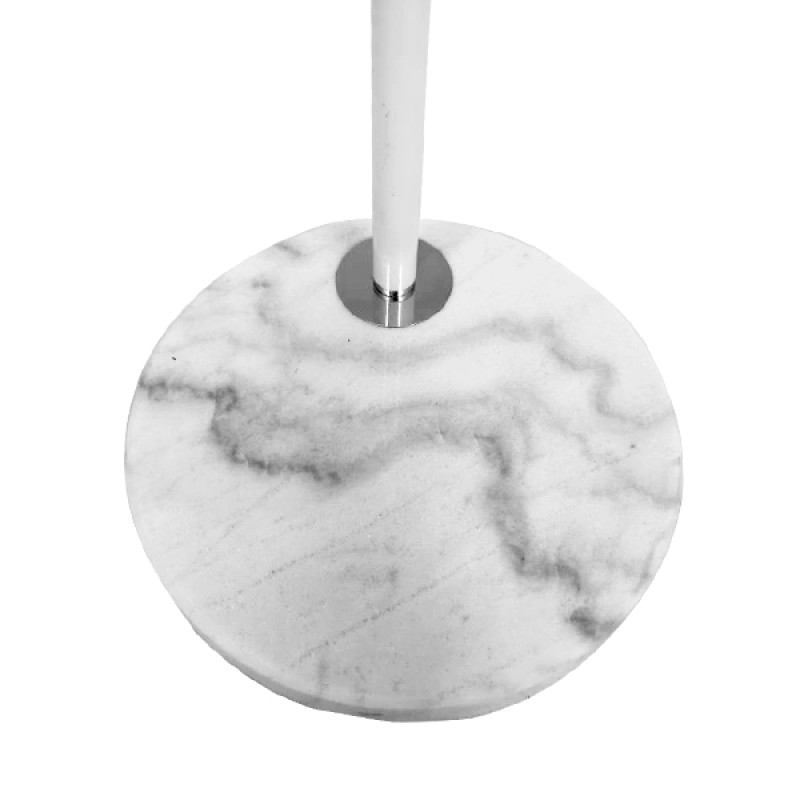 GloboStar® IMPERIAL 01588 Μοντέρνο Επιδαπέδιο Φωτιστικό Μονόφωτο 1 x E27 IP20 Λευκό Μέταλλο, Λευκό Ύφασμα με Γκρι Μάρμαρο - Μ34 x Π34 x Υ172cm