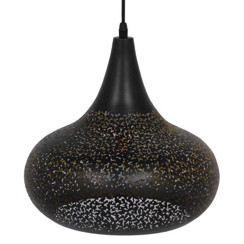 GLOBOSTAR® JANIS 01590 Μοντέρνο Κρεμαστό Φωτιστικό Οροφής με Ντουί 1 x E27 AC 220-240V IP20 - Μαύρο & Χρυσό - Μ30 x Π30 x Υ30cm