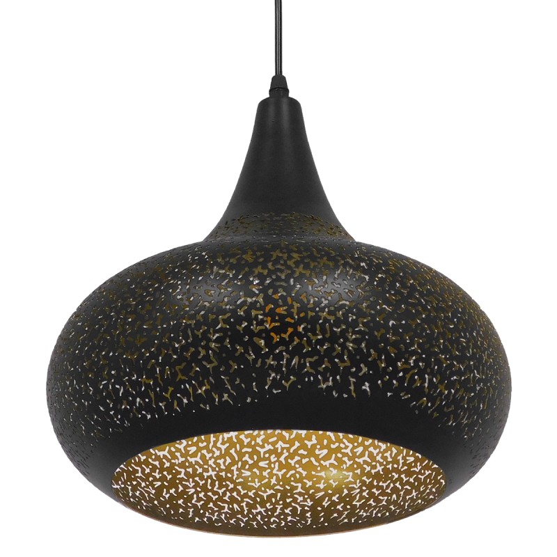 GLOBOSTAR® JANIS 01590 Μοντέρνο Κρεμαστό Φωτιστικό Οροφής με Ντουί 1 x E27 AC 220-240V IP20 - Μαύρο & Χρυσό - Μ30 x Π30 x Υ30cm