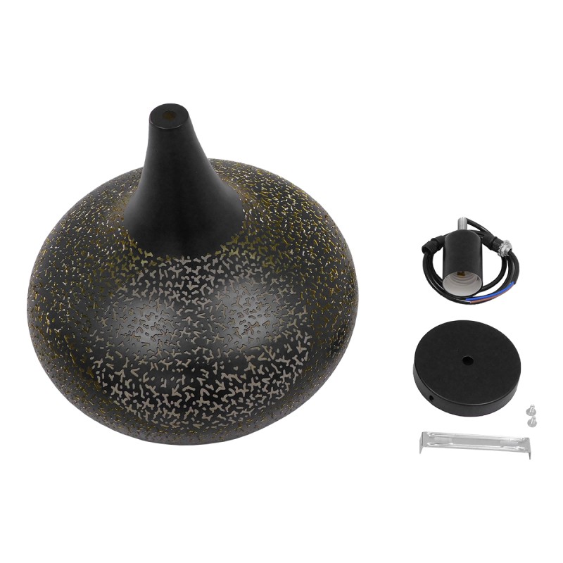 GLOBOSTAR® JANIS 01590 Μοντέρνο Κρεμαστό Φωτιστικό Οροφής με Ντουί 1 x E27 AC 220-240V IP20 - Μαύρο & Χρυσό - Μ30 x Π30 x Υ30cm