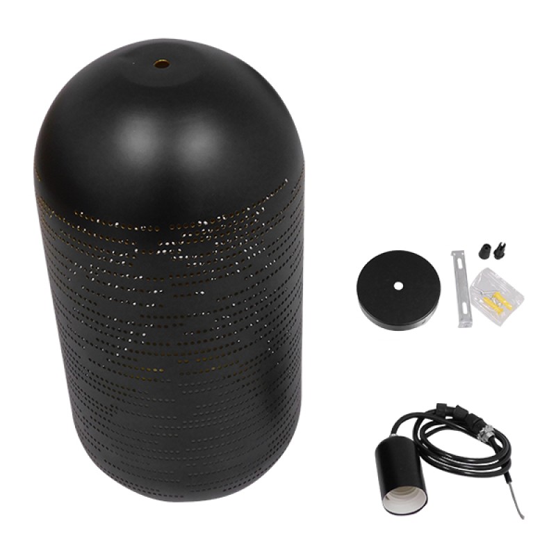 GloboStar® JANIS 01591 Μοντέρνο Κρεμαστό Φωτιστικό Καμπάνα Μονόφωτο 1 x E27 IP20 Μαύρο & Χρυσό Μέταλλο - Μ20 x Π20 x Υ41cm