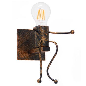 GLOBOSTAR® LITTLE MAN 01592 Μοντέρνο Φωτιστικό Τοίχου - Απλίκα με Ντουί 1 x E27 AC 220-240V IP20 - Χάλκινο - Μ12 x Π19 x Υ17cm