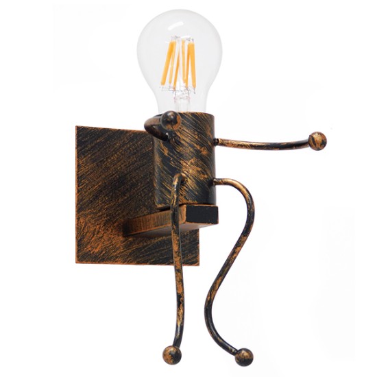 GloboStar® LITTLE MAN 01592 Μοντέρνο Επιτοίχιο Φωτιστικό Απλίκα Μονόφωτο 1 x E27 IP20 Χάλκινο Μέταλλο - Μ12 x Π19 x Υ17cm GloboStar® LITTLE MAN 01592 Μοντέρνο Επιτοίχιο Φωτιστικό Απλίκα Μονόφωτο 1 x E27 IP20 Χάλκινο Μέταλλο - Μ12 x Π19 x Υ17cm