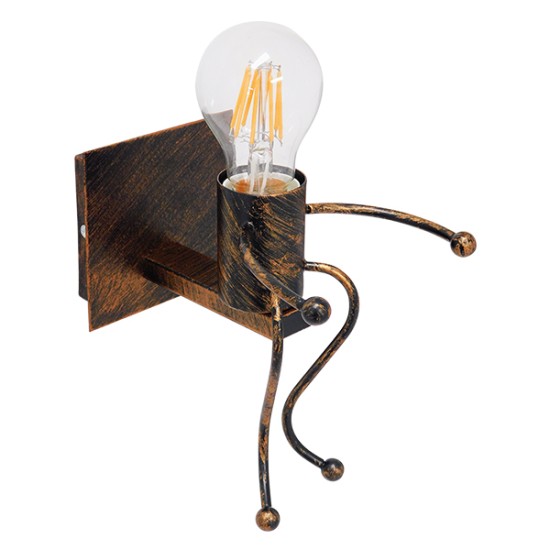 GloboStar® LITTLE MAN 01592 Μοντέρνο Επιτοίχιο Φωτιστικό Απλίκα Μονόφωτο 1 x E27 IP20 Χάλκινο Μέταλλο - Μ12 x Π19 x Υ17cm GloboStar® LITTLE MAN 01592 Μοντέρνο Επιτοίχιο Φωτιστικό Απλίκα Μονόφωτο 1 x E27 IP20 Χάλκινο Μέταλλο - Μ12 x Π19 x Υ17cm