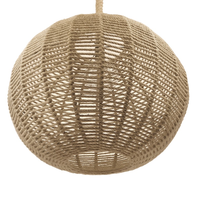 GloboStar® MANDALA 01593 Vintage Κρεμαστό Φωτιστικό Μπάλα Μονόφωτο 1 x E27 IP20 Μπεζ Σχοινί - Μ60 x Π60 x Υ45cm