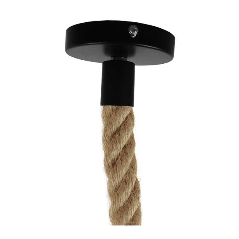 GloboStar® MANDALA 01593 Vintage Κρεμαστό Φωτιστικό Μπάλα Μονόφωτο 1 x E27 IP20 Μπεζ Σχοινί - Μ60 x Π60 x Υ45cm