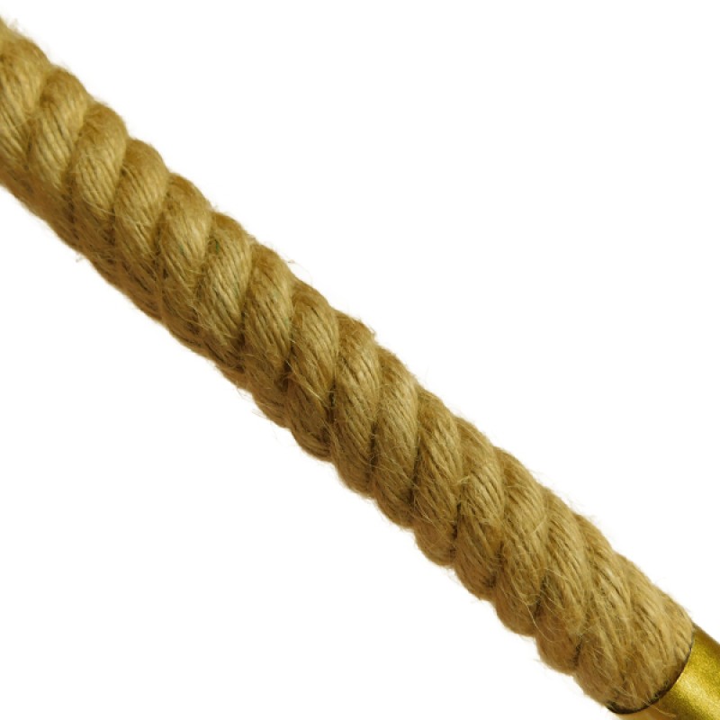 GloboStar® LUXOR 01598 Vintage Κρεμαστό Φωτιστικό Ανάρτηση Τρίφωτο 3 x E14 IP20 Χρυσό Μέταλλο με Μπεζ Σχοινί - Μ75 x Π13 x Y18cm