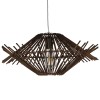 GloboStar® SASSO 01602 Boho Κρεμαστό Φωτιστικό Πλέγμα Μονόφωτο 1 x E27 IP20 Καφέ Ξύλο - Μ50 x Π50 x Y23cm