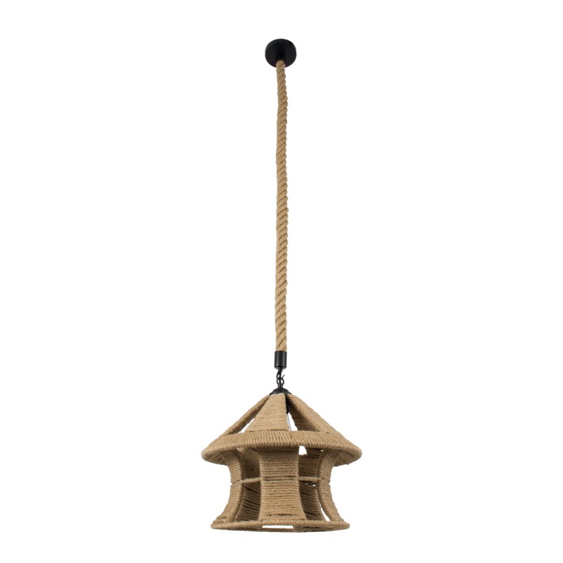 GloboStar® SOLITARIO 01606 Boho Κρεμαστό Φωτιστικό Φιγούρα Μονόφωτο 1 x E27 IP20 Μπεζ Σχοινί -Μ36 x Π36 x Y30cm