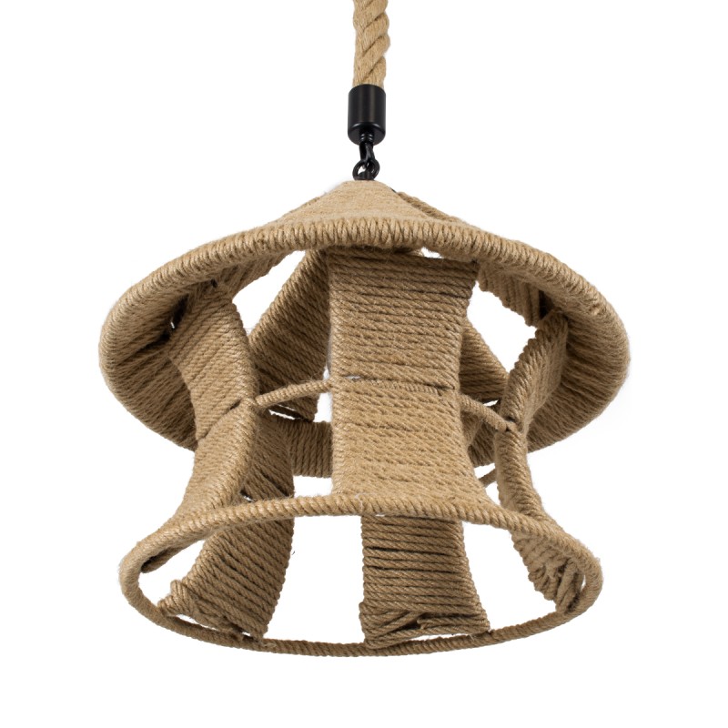 GloboStar® SOLITARIO 01606 Boho Κρεμαστό Φωτιστικό Φιγούρα Μονόφωτο 1 x E27 IP20 Μπεζ Σχοινί -Μ36 x Π36 x Y30cm