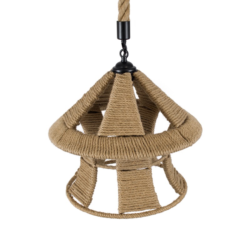 GloboStar® SOLITARIO 01606 Boho Κρεμαστό Φωτιστικό Φιγούρα Μονόφωτο 1 x E27 IP20 Μπεζ Σχοινί -Μ36 x Π36 x Y30cm