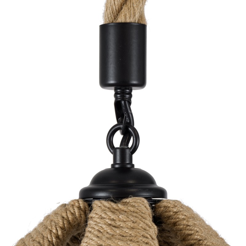 GloboStar® SOLITARIO 01606 Boho Κρεμαστό Φωτιστικό Φιγούρα Μονόφωτο 1 x E27 IP20 Μπεζ Σχοινί -Μ36 x Π36 x Y30cm