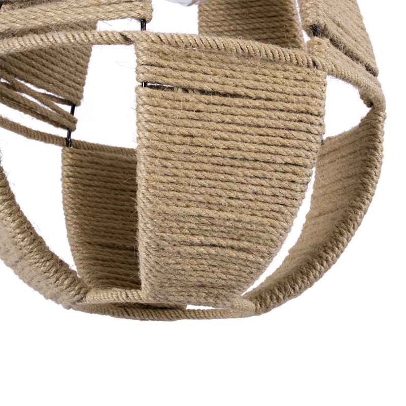 GloboStar® POLIA 01608 Boho Κρεμαστό Φωτιστικό Πλέγμα Μονόφωτο 1 x E27 IP20 Μπεζ Σχοινί - Μ30 x Π30 x Y42cm