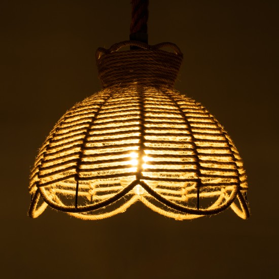 GloboStar® VENIER 01610 Boho Κρεμαστό Φωτιστικό Πλέγμα Μονόφωτο 1 x E27 IP20 Μπεζ Σχοινί - Μ35 x Π35 x Y26cm GloboStar® VENIER 01610 Boho Κρεμαστό Φωτιστικό Πλέγμα Μονόφωτο 1 x E27 IP20 Μπεζ Σχοινί - Μ35 x Π35 x Y26cm