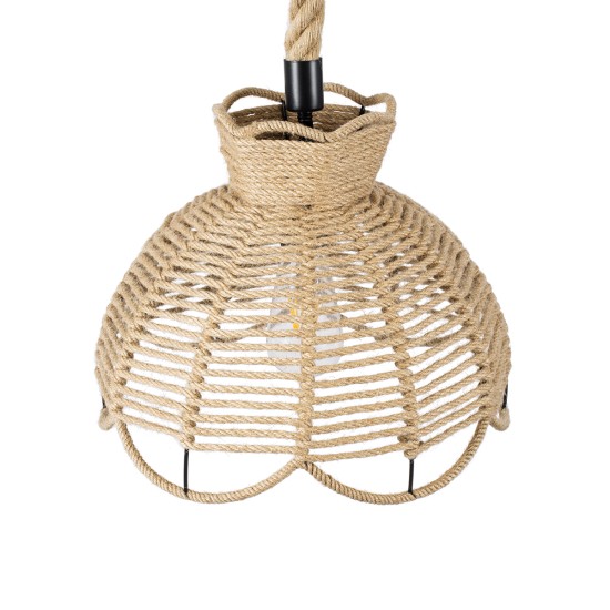 GloboStar® VENIER 01610 Boho Κρεμαστό Φωτιστικό Πλέγμα Μονόφωτο 1 x E27 IP20 Μπεζ Σχοινί - Μ35 x Π35 x Y26cm GloboStar® VENIER 01610 Boho Κρεμαστό Φωτιστικό Πλέγμα Μονόφωτο 1 x E27 IP20 Μπεζ Σχοινί - Μ35 x Π35 x Y26cm