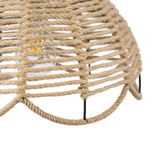 GloboStar® VENIER 01610 Boho Κρεμαστό Φωτιστικό Πλέγμα Μονόφωτο 1 x E27 IP20 Μπεζ Σχοινί - Μ35 x Π35 x Y26cm GloboStar® VENIER 01610 Boho Κρεμαστό Φωτιστικό Πλέγμα Μονόφωτο 1 x E27 IP20 Μπεζ Σχοινί - Μ35 x Π35 x Y26cm