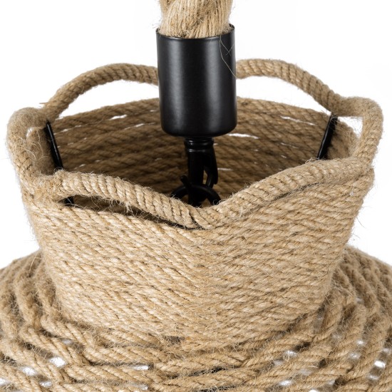 GloboStar® VENIER 01610 Boho Κρεμαστό Φωτιστικό Πλέγμα Μονόφωτο 1 x E27 IP20 Μπεζ Σχοινί - Μ35 x Π35 x Y26cm GloboStar® VENIER 01610 Boho Κρεμαστό Φωτιστικό Πλέγμα Μονόφωτο 1 x E27 IP20 Μπεζ Σχοινί - Μ35 x Π35 x Y26cm