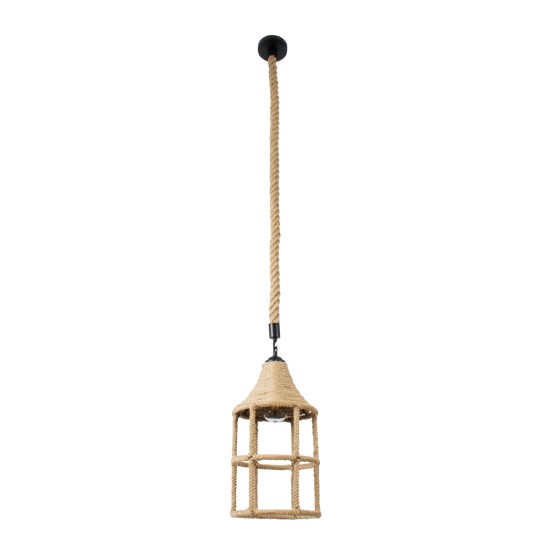 GloboStar® YUBA 01612 Boho Κρεμαστό Φωτιστικό Πλέγμα Μονόφωτο 1 x E27 IP20 Μπεζ Σχοινί - Μ22 x Π22 x Y40cm GloboStar® YUBA 01612 Boho Κρεμαστό Φωτιστικό Πλέγμα Μονόφωτο 1 x E27 IP20 Μπεζ Σχοινί - Μ22 x Π22 x Y40cm