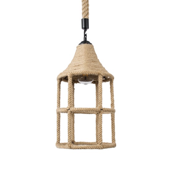 GloboStar® YUBA 01612 Boho Κρεμαστό Φωτιστικό Πλέγμα Μονόφωτο 1 x E27 IP20 Μπεζ Σχοινί - Μ22 x Π22 x Y40cm GloboStar® YUBA 01612 Boho Κρεμαστό Φωτιστικό Πλέγμα Μονόφωτο 1 x E27 IP20 Μπεζ Σχοινί - Μ22 x Π22 x Y40cm