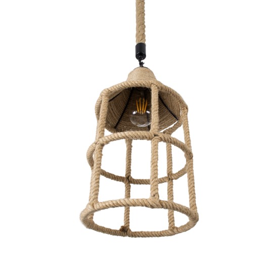 GloboStar® YUBA 01612 Boho Κρεμαστό Φωτιστικό Πλέγμα Μονόφωτο 1 x E27 IP20 Μπεζ Σχοινί - Μ22 x Π22 x Y40cm GloboStar® YUBA 01612 Boho Κρεμαστό Φωτιστικό Πλέγμα Μονόφωτο 1 x E27 IP20 Μπεζ Σχοινί - Μ22 x Π22 x Y40cm
