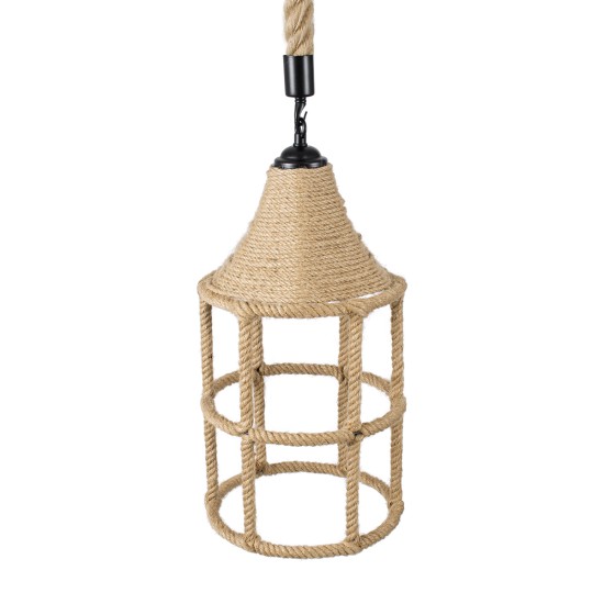 GloboStar® YUBA 01612 Boho Κρεμαστό Φωτιστικό Πλέγμα Μονόφωτο 1 x E27 IP20 Μπεζ Σχοινί - Μ22 x Π22 x Y40cm GloboStar® YUBA 01612 Boho Κρεμαστό Φωτιστικό Πλέγμα Μονόφωτο 1 x E27 IP20 Μπεζ Σχοινί - Μ22 x Π22 x Y40cm