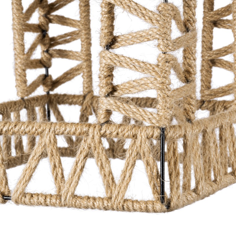 GloboStar® SPIKY 01613 Boho Κρεμαστό Φωτιστικό Φιγούρα Μονόφωτο 1 x E27 IP20 Μπεζ Σχοινί - Μ43 x Π43 x Y28cm