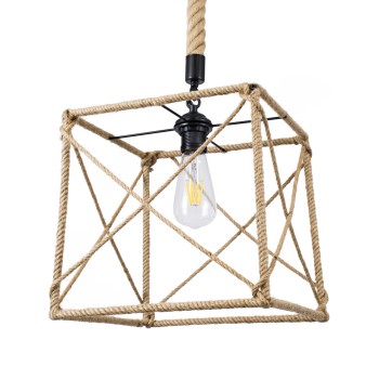 GLOBOSTAR® POLISHED 01616 Vintage Κρεμαστό Φωτιστικό Οροφής με Ντουί 1 x E27 AC 220-240V IP20 - Μαύρο & Μπεζ - Μ30 x Π30 x Υ30cm