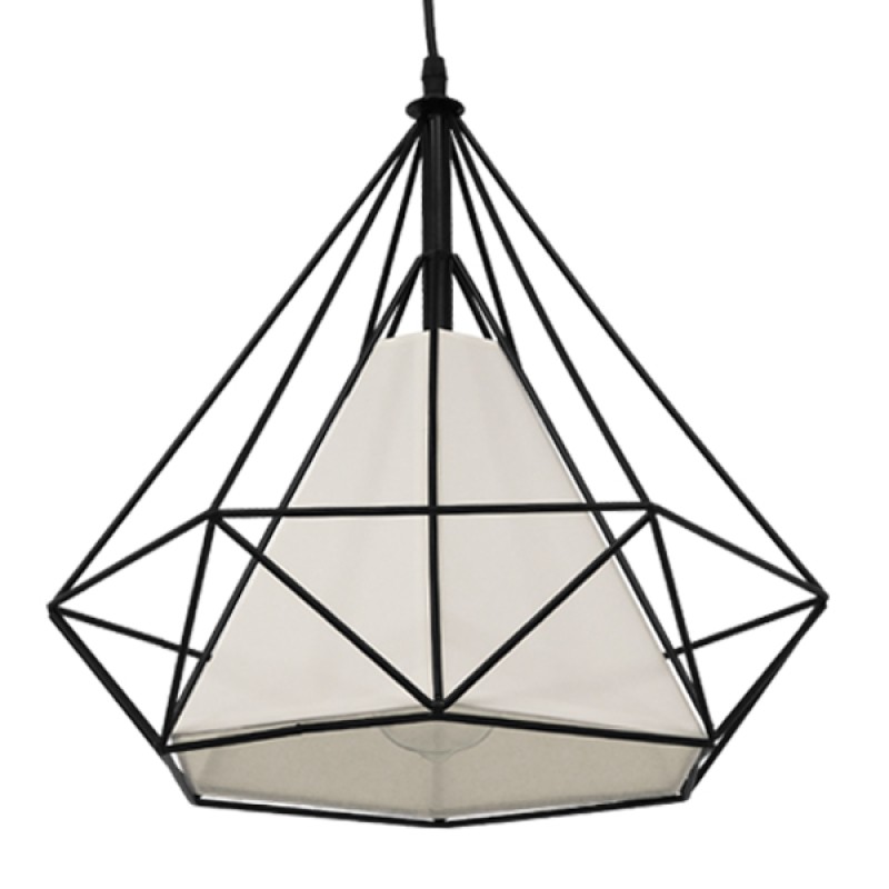 GLOBOSTAR® KAIRI 01618 Μοντέρνο Κρεμαστό Φωτιστικό Οροφής με Ντουί 1 x E27 AC 220-240V IP20 - Μαύρο & Λευκό - Μ38 x Π38 x Υ39cm