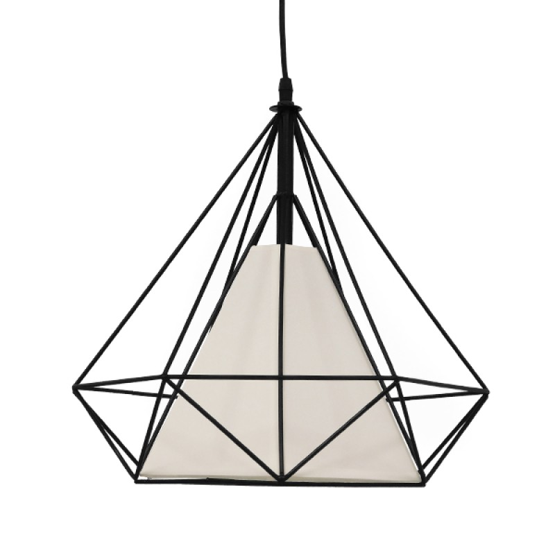 GLOBOSTAR® KAIRI 01618 Μοντέρνο Κρεμαστό Φωτιστικό Οροφής με Ντουί 1 x E27 AC 220-240V IP20 - Μαύρο & Λευκό - Μ38 x Π38 x Υ39cm