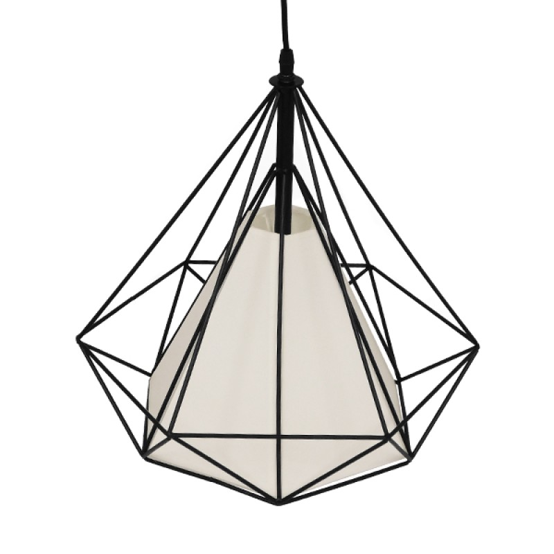 GLOBOSTAR® KAIRI 01618 Μοντέρνο Κρεμαστό Φωτιστικό Οροφής με Ντουί 1 x E27 AC 220-240V IP20 - Μαύρο & Λευκό - Μ38 x Π38 x Υ39cm