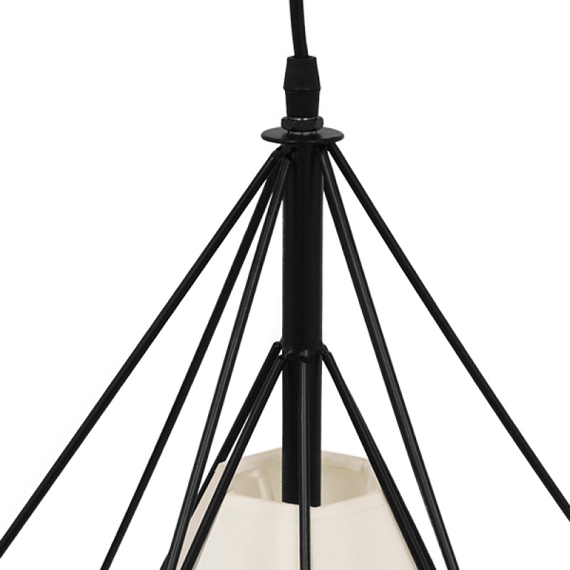 GLOBOSTAR® KAIRI 01618 Μοντέρνο Κρεμαστό Φωτιστικό Οροφής με Ντουί 1 x E27 AC 220-240V IP20 - Μαύρο & Λευκό - Μ38 x Π38 x Υ39cm