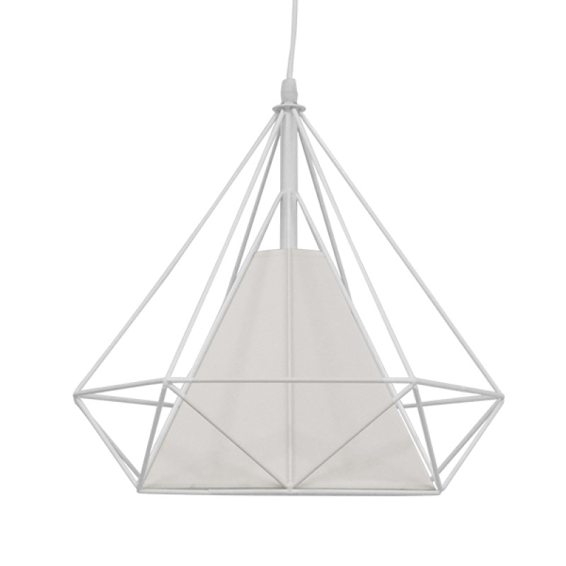 GLOBOSTAR® KAIRI 01619 Μοντέρνο Κρεμαστό Φωτιστικό Οροφής με Ντουί 1 x E27 AC 220-240V IP20 - Λευκό - Μ38 x Π38 x Υ39cm