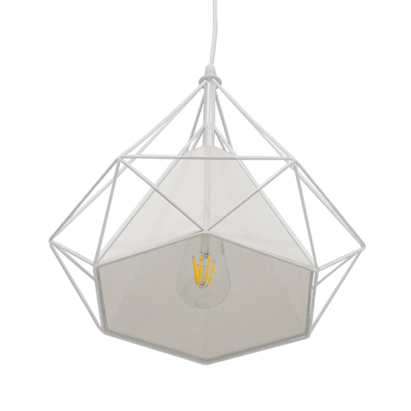 GLOBOSTAR® KAIRI 01619 Μοντέρνο Κρεμαστό Φωτιστικό Οροφής με Ντουί 1 x E27 AC 220-240V IP20 - Λευκό - Μ38 x Π38 x Υ39cm