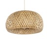 GloboStar® SAN TROPEZ 01626 Boho Κρεμαστό Φωτιστικό Πλέγμα Μονόφωτο 1 x E27 IP20 Μπεζ Ξύλο - Μ38 x Π38 x Υ22cm