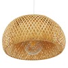 GloboStar® SAN TROPEZ 01626 Boho Κρεμαστό Φωτιστικό Πλέγμα Μονόφωτο 1 x E27 IP20 Μπεζ Ξύλο - Μ38 x Π38 x Υ22cm