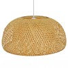 GloboStar® SAN TROPEZ 01627 Boho Κρεμαστό Φωτιστικό Πλέγμα Μονόφωτο 1 x E27 IP20 Μπεζ Ξύλο - Μ60 x Π60 x Υ29cm