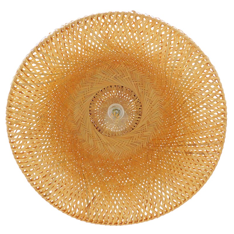 GloboStar® SAN TROPEZ 01627 Boho Κρεμαστό Φωτιστικό Πλέγμα Μονόφωτο 1 x E27 IP20 Μπεζ Ξύλο - Μ60 x Π60 x Υ29cm