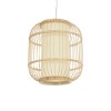 GloboStar® HIBISCUS 01633 Boho Κρεμαστό Φωτιστικό Ανάρτηση Μονόφωτο 1 x E27 IP20 Μπεζ Ξύλο - Μ26 x Π26 x Y32cm