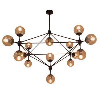 GLOBOSTAR® SENTINEL 01637 Μοντέρνο Φωτιστικό Οροφής με Ντουί 15 x E27 AC 220-240V IP20 - Μαύρο & Μελί - Μ150 x Π150 x Υ115cm