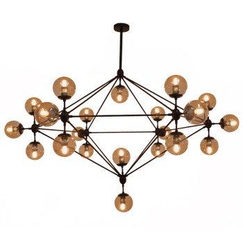 GLOBOSTAR® SENTINEL 01638 Μοντέρνο Φωτιστικό Οροφής με Ντουί 21 x E27 AC 220-240V IP20 - Μαύρο & Μελί - Μ170 x Π170 x Υ136cm