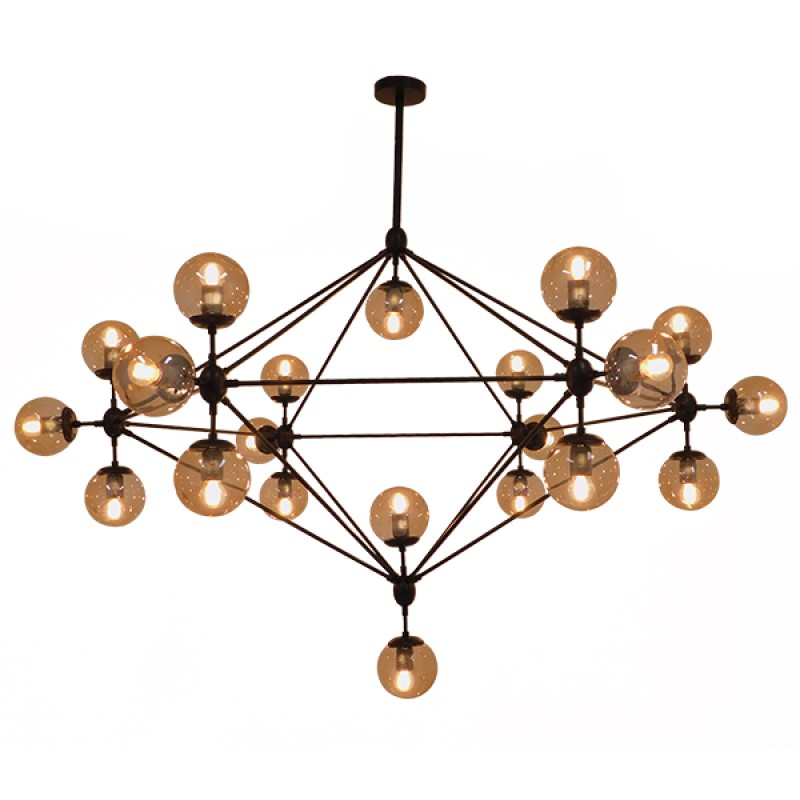 GLOBOSTAR® SENTINEL 01638 Μοντέρνο Φωτιστικό Οροφής με Ντουί 21 x E27 AC 220-240V IP20 - Μαύρο & Μελί - Μ170 x Π170 x Υ136cm