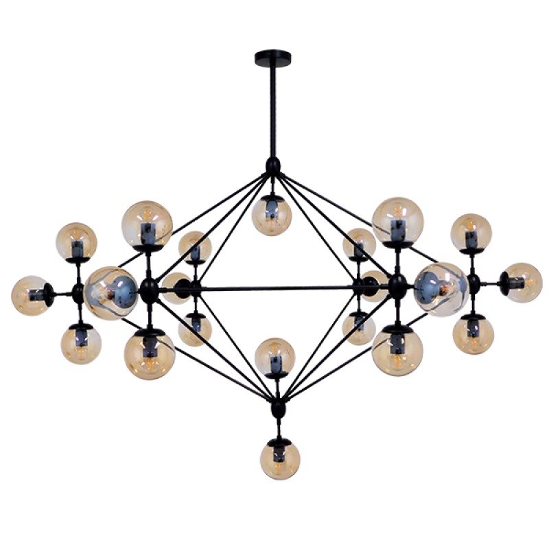 GLOBOSTAR® SENTINEL 01638 Μοντέρνο Φωτιστικό Οροφής με Ντουί 21 x E27 AC 220-240V IP20 - Μαύρο & Μελί - Μ170 x Π170 x Υ136cm