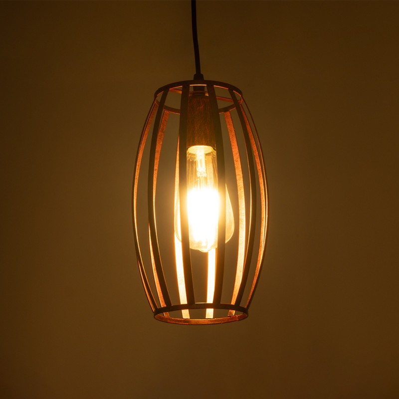 GloboStar® ZEBRA 01639 Vintage Κρεμαστό Φωτιστικό Πλέγμα Μονόφωτο 1 x E27 IP20 Χάλκινο Μέταλλο - Μ15 x 15 x Y15cm