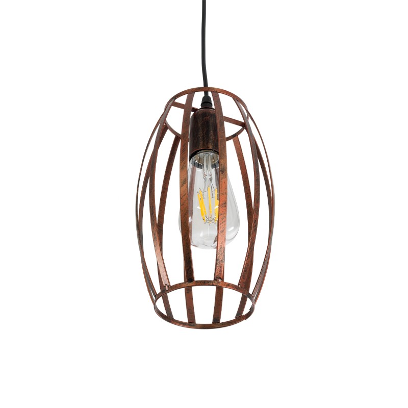 GloboStar® ZEBRA 01639 Vintage Κρεμαστό Φωτιστικό Πλέγμα Μονόφωτο 1 x E27 IP20 Χάλκινο Μέταλλο - Μ15 x 15 x Y15cm
