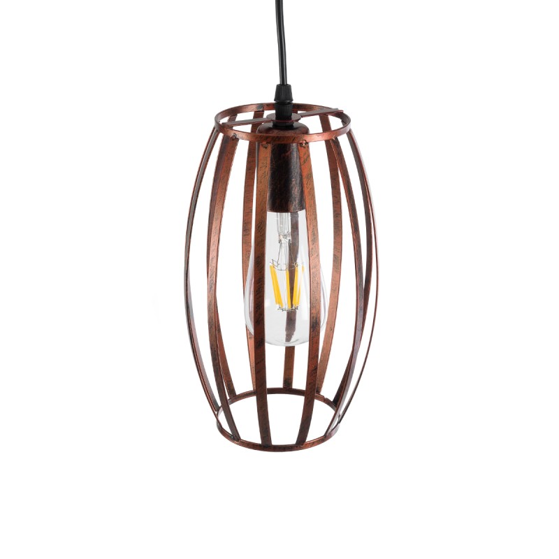 GloboStar® ZEBRA 01639 Vintage Κρεμαστό Φωτιστικό Πλέγμα Μονόφωτο 1 x E27 IP20 Χάλκινο Μέταλλο - Μ15 x 15 x Y15cm